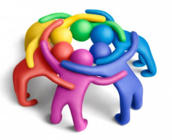 Picture: Multi-colored Icons that look like people in a huddle circle